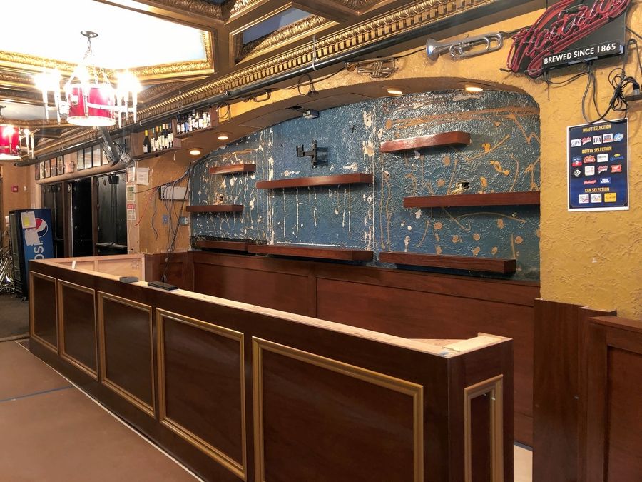 A new bar is being installed in the main lobby of the Arcada Theatre as part of an ongoing renovation project.