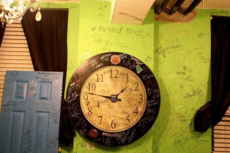 Autographs on the wall of the Arcada Theatre's "green room" by musicians and entertainers will remain as renovations throughout the building continue.
