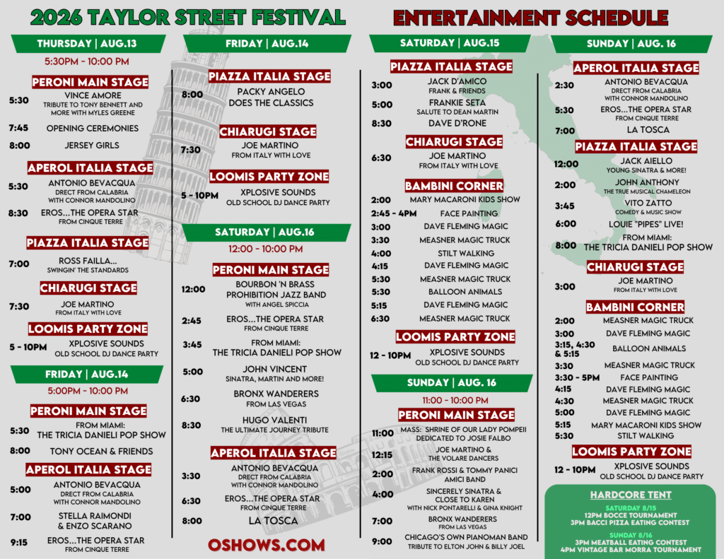 Taylor Street Schedule 2026