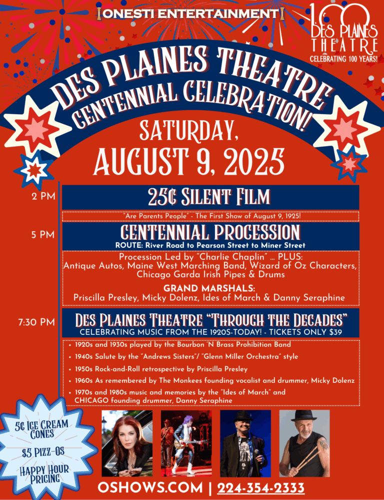 Presley, Dolenz, Peterik & Others to Celebrate Des Plaines Theatre Centennial