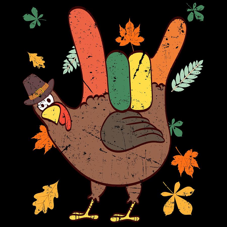 rock n roll hand gesture happy turkey day thanksgiving save a turkey awareness tshirt design roland andres
